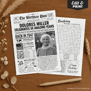 Custom Back in 1947 Newspaper Birthday Card, Trend Holiday Card