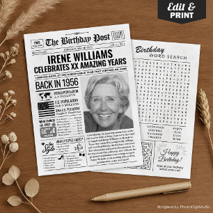 Custom Back in 1956 Newspaper Birthday Card, Trend Holiday Card