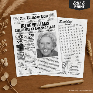 Custom Back in 1959 Newspaper Birthday Card, Trend Holiday Card