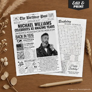 Custom Back in 1976 Newspaper Birthday Card, Trend Holiday Card