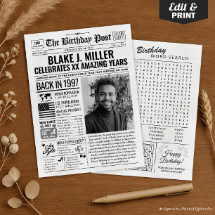 Custom Back in 1997 Newspaper Birthday Card, Trend Holiday Card