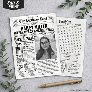 Custom Back in 2004 Newspaper Birthday Card, Trend Holiday Card