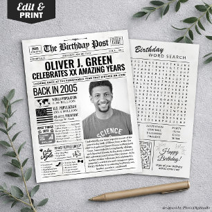 Custom Back in 2005 Newspaper Birthday Card, Trend Holiday Card