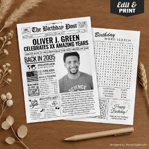 Custom Back in 2005 Newspaper Birthday Card, Trend Holiday Card