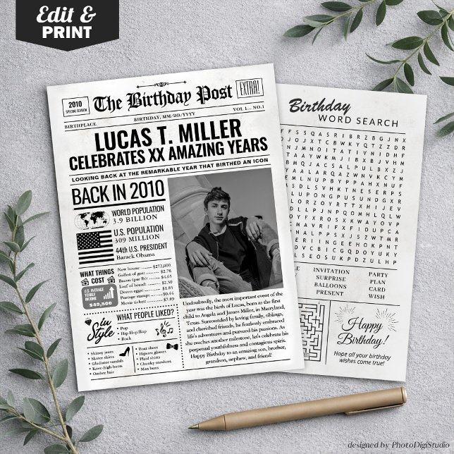 Custom Back in 2010 Newspaper Birthday Card, Trend Holiday Card (Custom Back in 2010 Newspaper Birthday Card, Trend Holiday Card)