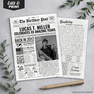 Custom Back in 2012 Newspaper Birthday Card, Trend Holiday Card