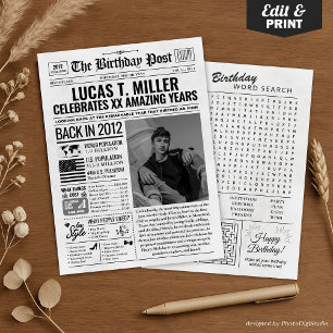 Custom Back in 2012 Newspaper Birthday Card, Trend Holiday Card