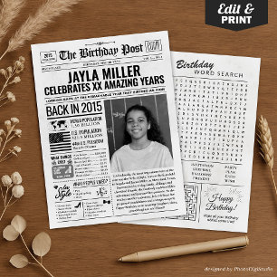 Custom Back in 2015 Newspaper Birthday Card, Trend Holiday Card