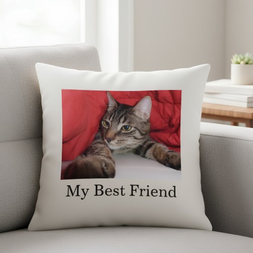 Custom Back Photo And Optional Text Personalized Throw Pillow