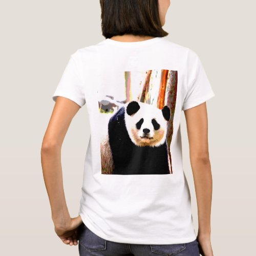Custom Back Print Panda Bear Trendy Womens T_Shirt