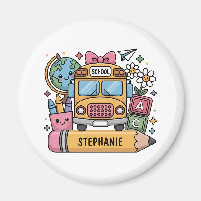 Custom Back-to-School Bus - Personalize Magnet (Front)