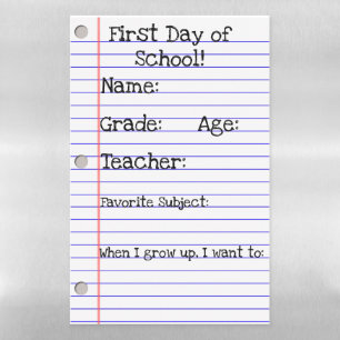 Custom Back to School Notebook Paper Magnetic Dry Erase Sheet