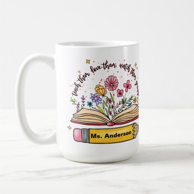 Custom Back to School Teacher Book Coffee Mug (Left)