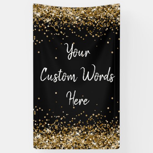 Custom Backdrop Birthday Party Photo Black  Gold Banner