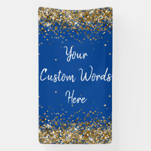 Custom Backdrop Birthday Party Photo Blue and Gold Banner