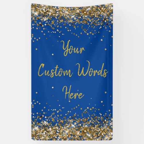 Custom Backdrop Birthday Party Photo Blue and Gold Banner