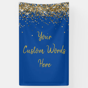 Custom Backdrop Birthday Party Photo Blue & Gold Banner