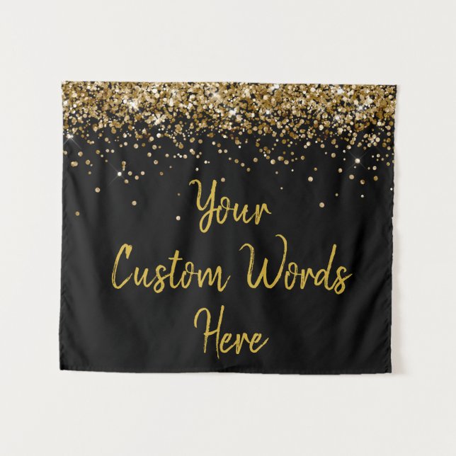 Custom Backdrop Birthday Party Photo Booth Gold (Front (Horizontal))