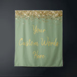 Custom Backdrop Birthday Party Photo Booth Sage<br><div class="desc">custom backdrop for photo booth,  hen weekend wedding photobooth sparkly,  sweet 16 quinceanera 40th 50th,  sparkle birthday party personalized 30th,  fifteen 15th sweet sixteen 16th,  twenty-fifth 25th twenty first prop,  sage green gold baby shower,  daughter girl wife twinkle glitter,  granddaughter  boy 5th fifth,  anniversary bridal 20th 10th 80th</div>