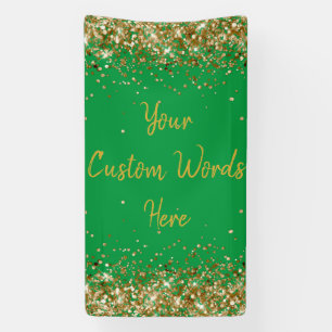 Custom Backdrop Birthday Party Photo Green & Gold Banner