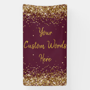 Custom Backdrop Birthday Party Photo Maroon & Gold Banner