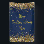 Custom Backdrop Birthday Party Photo Navy and Gold Banner<br><div class="desc">sweet 16 quinceanera 40th 50th,  personalized 30th 21st 16th 15th,  25th fifteen sixteen twenty-fifth first,  custom banner for photo booth,  twinkle glitter anniversary hen night,  bridal shower decorations wedding prop,  unique sparkle birthday party decor,  couple engagement them her 1st,  10th tenth 5th fifth twenty,  anniversary navy blue welcome sign</div>