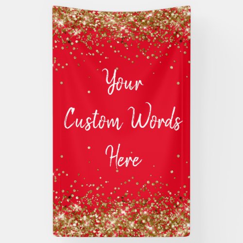 Custom Backdrop Birthday Party Photo Red and Gold Banner