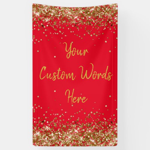 Custom Backdrop Birthday Party Photo Red and Gold Banner