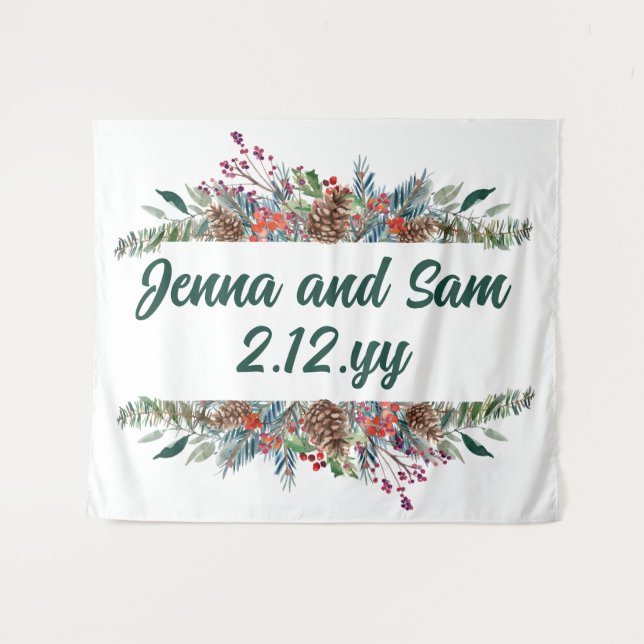 Custom Backdrop Classic Winter Wedding Photo Booth (Front (Horizontal))