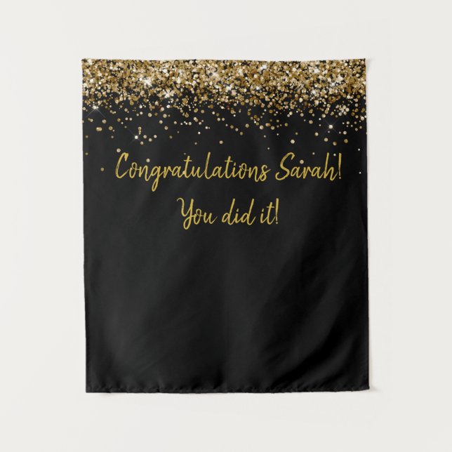Custom Backdrop Graduation Party Photo Booth Gold (Front)