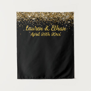 Custom Backdrop Wedding Photo Booth Black and Gold