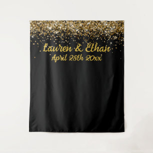Custom Backdrop Wedding Photo Booth Black and Gold
