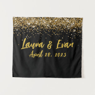 Custom Backdrop Wedding Photo Booth Black and Gold