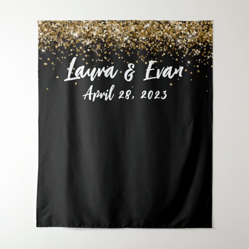 Custom Backdrop Wedding Photo Booth Black and Gold