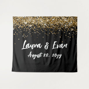 Custom Backdrop Wedding Photo Booth Black and Gold