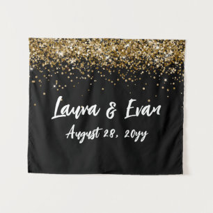 Custom Backdrop Wedding Photo Booth Black and Gold