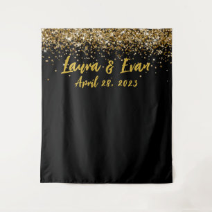 Custom Backdrop Wedding Photo Booth Black and Gold