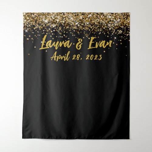 Custom Backdrop Wedding Photo Booth Black and Gold