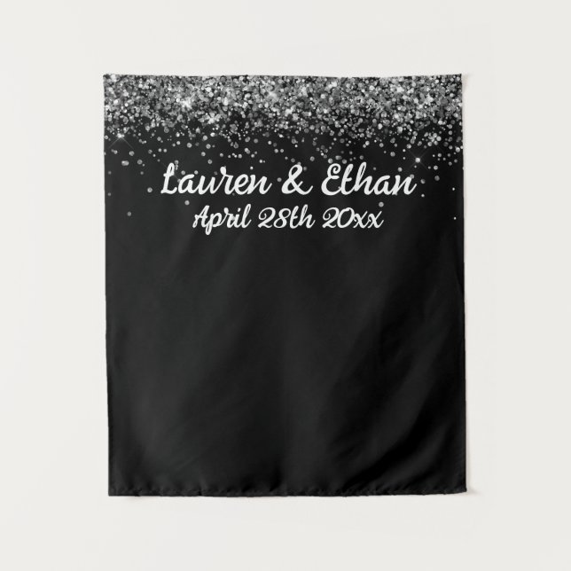 Custom Backdrop Wedding Photo Booth Black & White (Front)