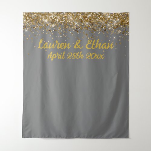 Custom Backdrop Wedding Photo Booth Gray and Gold