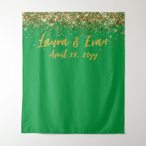 Custom Backdrop Wedding Photo Booth Green and Gold
