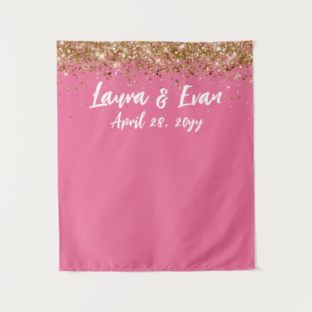 Custom Backdrop Wedding Photo Booth Pink Gold Prop (Front)