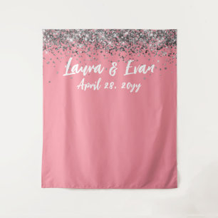 Custom Backdrop Wedding Photo Booth Pink & Silver