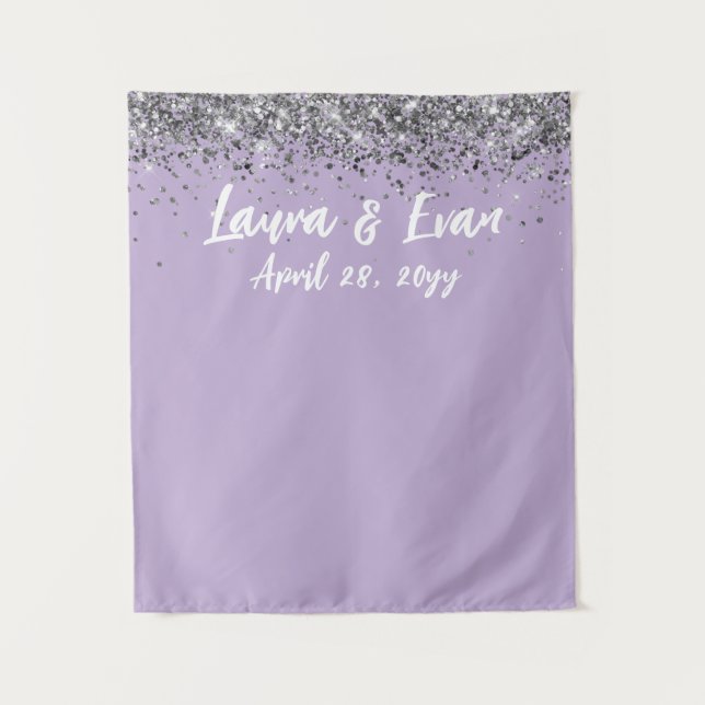 Custom Backdrop Wedding Photo Booth Purple Silver (Front)