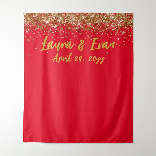 Custom Backdrop Wedding Photo Booth Red and Gold