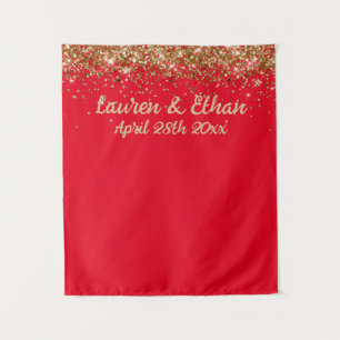 Custom Backdrop Wedding Photo Booth Red and Gold