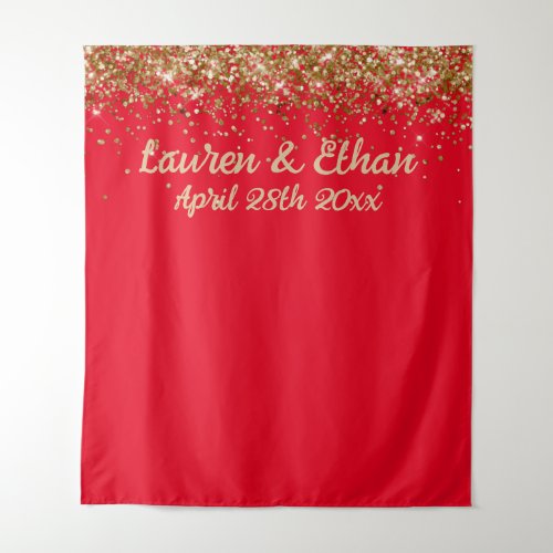 Custom Backdrop Wedding Photo Booth Red and Gold
