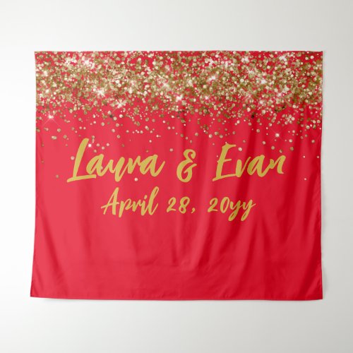 Custom Backdrop Wedding Photo Booth Red and Gold