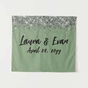 Custom Backdrop Wedding Photo Booth Sage & Silver