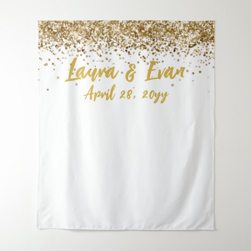 Custom Backdrop Wedding Photo Booth White and Gold